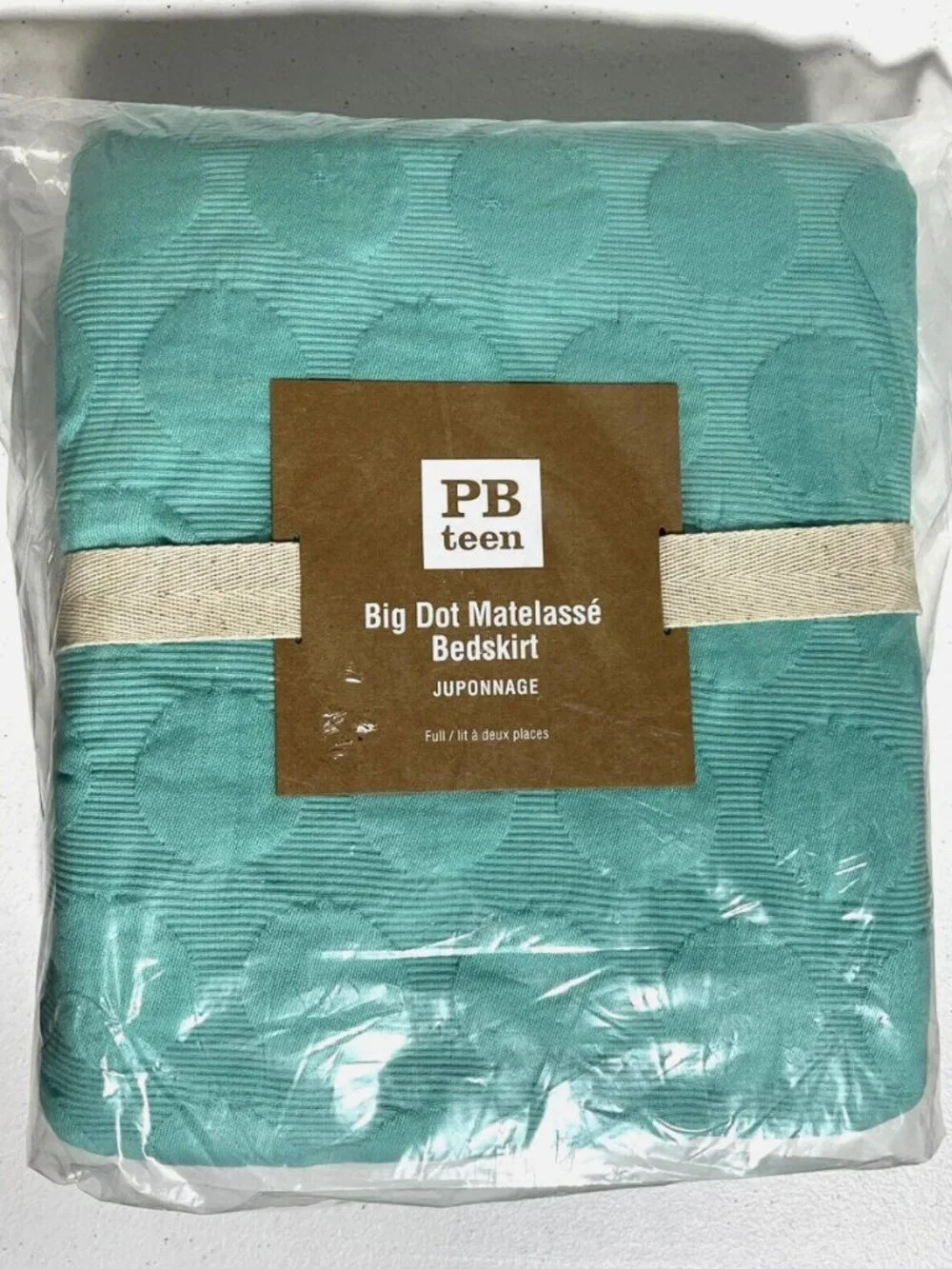 Pottery Barn Teen Big Dot Matelasse Bedskirt Full Size Pool 100% Cotton 14” Drop